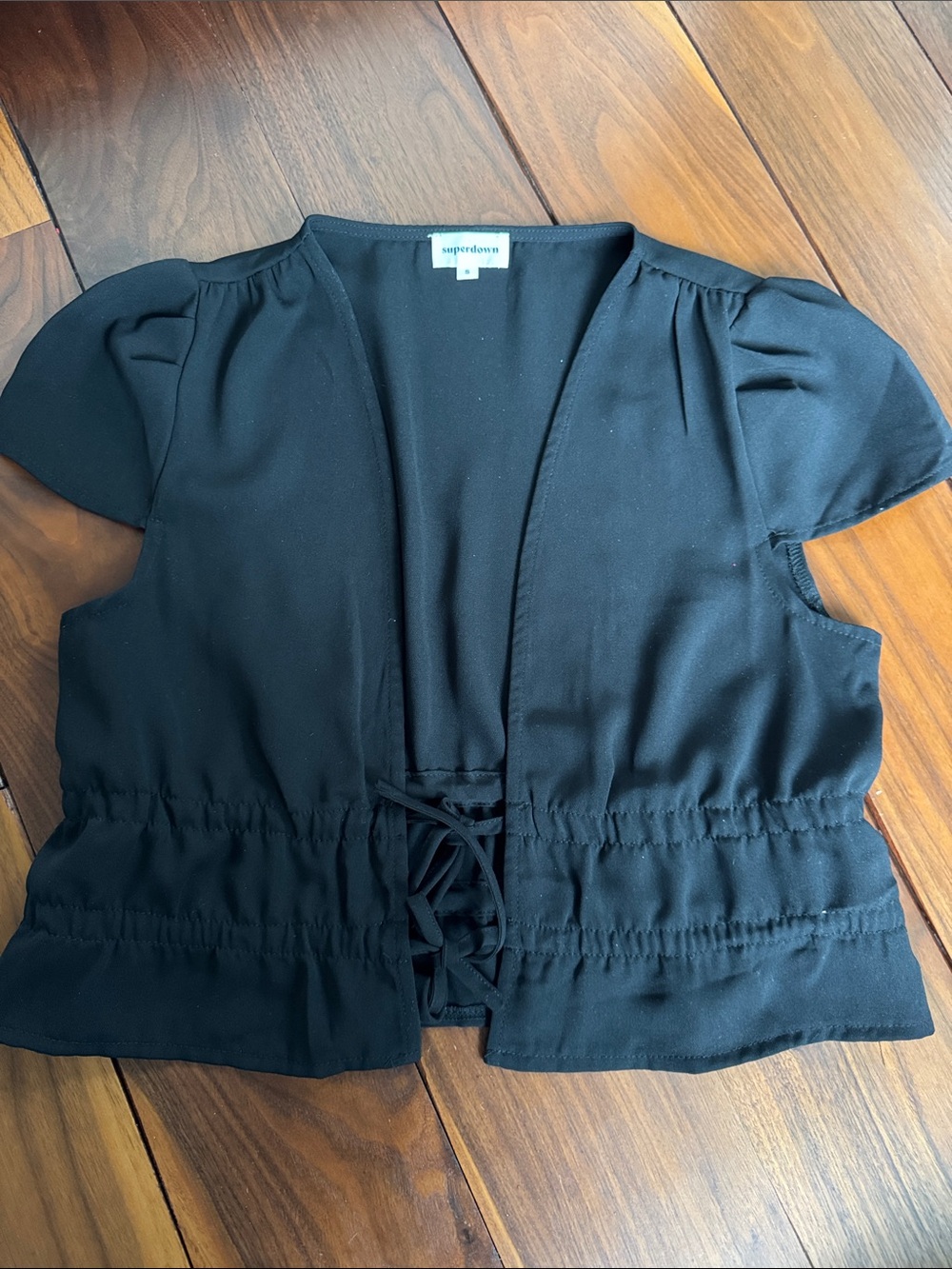 superdown Black Short Sleeve Peplum Top